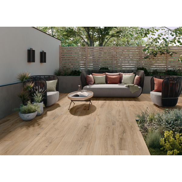 Terrassenplatte Villeroy & Boch Oak Line Outdoor caramel 40x80x3 cm Holzoptik matt 2948 WZ20