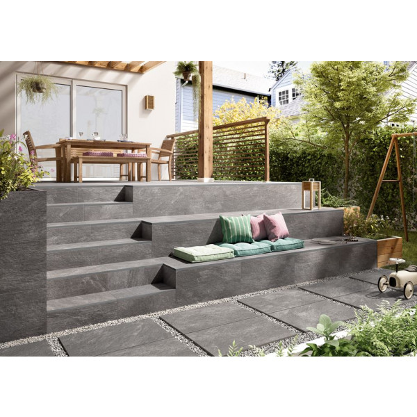 Terrassenplatten Villeroy & Boch My Earth 2802 RU90 anthrazit 60x60x2 cm Outdoor Schieferoptik matt 