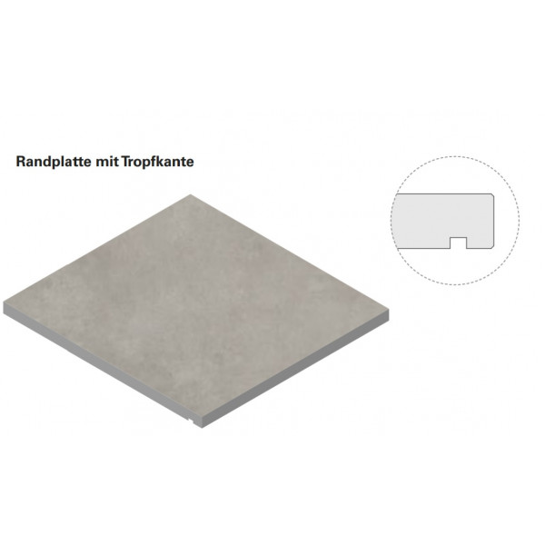 Villeroy & Boch Lucca Randplatte mit Tropfkante - Quadrat Steinoptik stone matt 80x80x2 cm