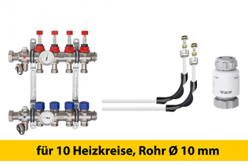 Schlüter Bekotec Anschlusspaket für 10 Heizkreise Rohr Ø 10 mm