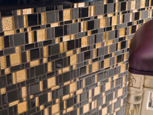 Dune Glas-Mosaik Cleopatra gold/schwarz glänzend 30x30 cm