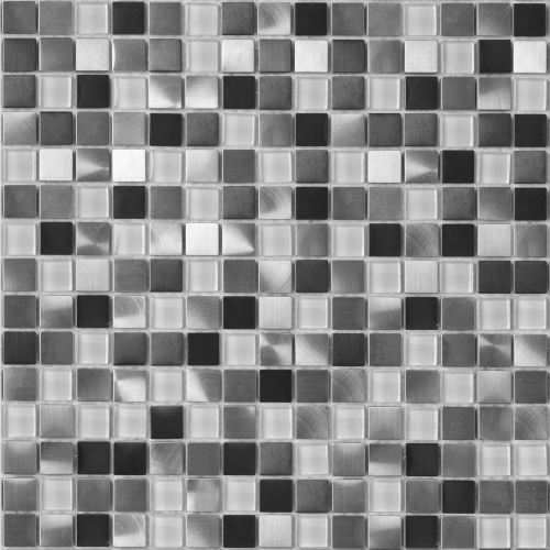 Bärwolf Pixel Materialmixmosaik metal white mix natur 30x30 cm