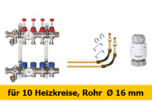 Schlüter Bekotec Anschlusspaket  für 10 Heizkreise Rohr Ø 16 mm