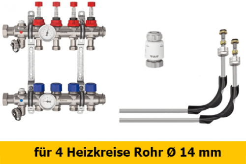 Schlüter Bekotec Anschlusspaket für 4 Heizkreise Rohr Ø 14 mm