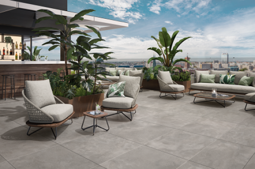 Terrassenplatten Sonderposten Unika Outdoor silver 60x60x2 cm Betonoptik matt 