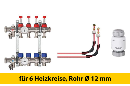 Schlüter Bekotec Anschlusspaket für 6 Heizkreise Rohr Ø 12 mm