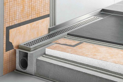 Schlüter KERDI-LINE-H Edelstahl Linenentwässerung mit Geruchsverschluss Ablauf waagerecht V4A Edelstahl 
